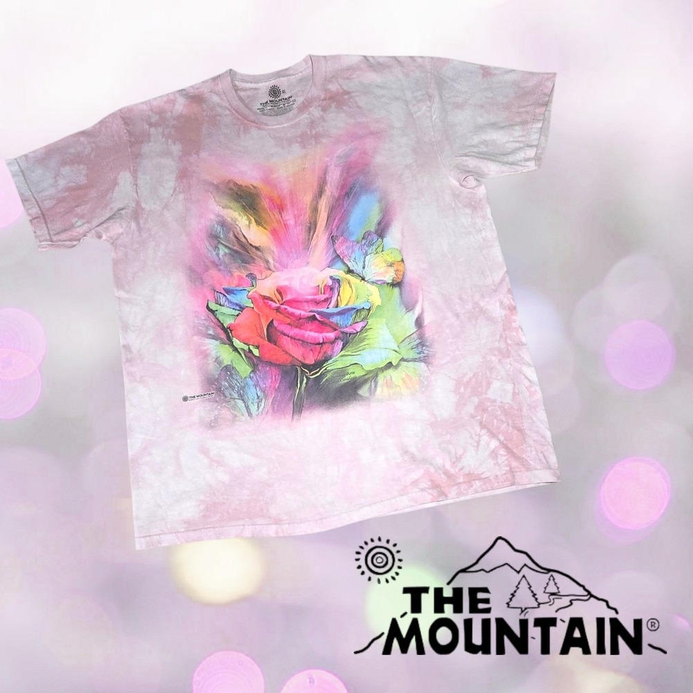 The Mountain Unisex Healing Rose Carol Cavalaris Graphic T-Shirt Pink Tie Dye XL